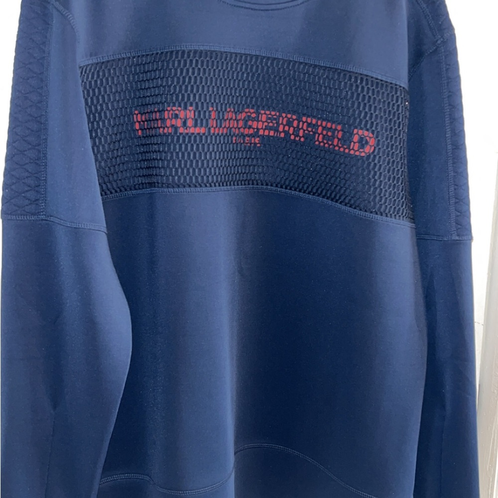 Karl Lagerfeld Blue Crewneck Sweater with Red Logo